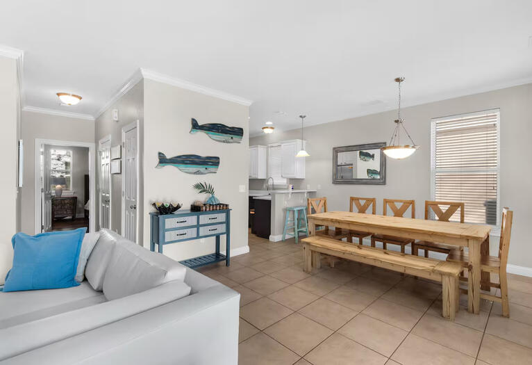 Destin Florida Vacation Rental First Floor Dining Room first floor view from living room into dining room