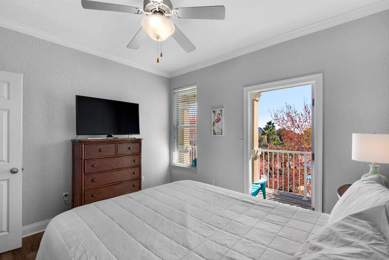 Destin Florida Vacation Rental Third Floor Queen Room view of balcony from third floor queen bedroom