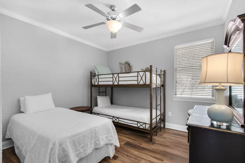 Destin Florida Vacation Rental Second Floor Triple bunk beds and twin bed in second floor bedroom